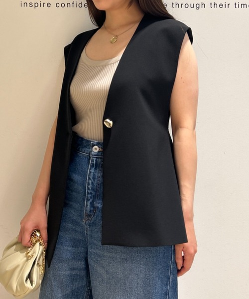 Mystrada（マイストラーダ）の「アシメデザインバックフレアジレ（ベスト・レディース・ブラック・36/38）」の3枚目の写真