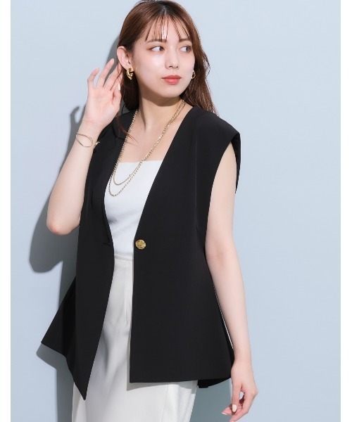 Mystrada（マイストラーダ）の「アシメデザインバックフレアジレ（ベスト・レディース・ブラック・36/38）」の8枚目の写真