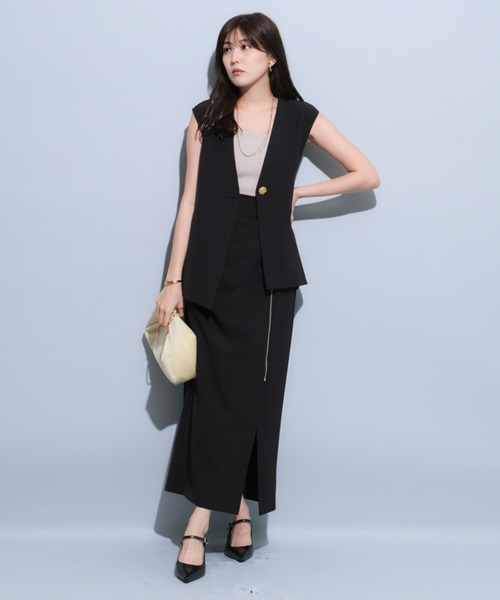 Mystrada（マイストラーダ）の「アシメデザインバックフレアジレ（ベスト・レディース・ブラック・36/38）」の15枚目の写真