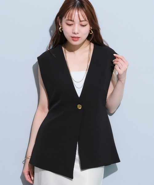 Mystrada（マイストラーダ）の「アシメデザインバックフレアジレ（ベスト・レディース・ブラック・36/38）」の9枚目の写真