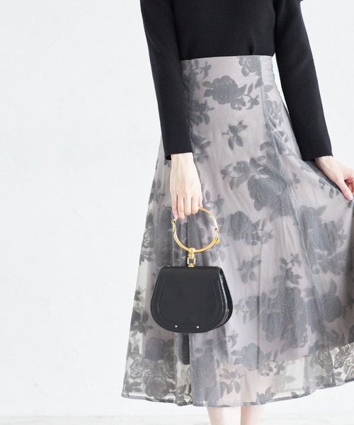 フロッキーフラワーシアーフレアスカート（スカート）｜tocco closet 