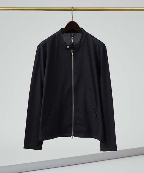 ABAHOUSE GRAY(アバハウスグレイ)の「【MASCHILE】チェック リンクス ニット ライダース(ブルゾン・メンズ・グレイッシュベージュ/ネイビー/ブラック・50/48/46)」の3枚目の写真