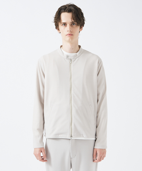 ABAHOUSE GRAY(アバハウスグレイ)の「【MASCHILE】チェック リンクス ニット ライダース(ブルゾン・メンズ・グレイッシュベージュ/ネイビー/ブラック・50/48/46)」の5枚目の写真