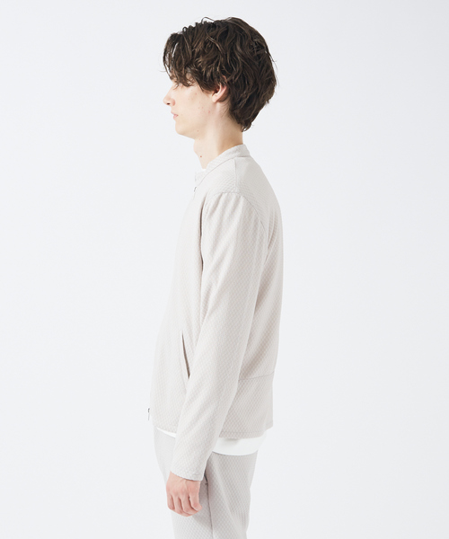 ABAHOUSE GRAY(アバハウスグレイ)の「【MASCHILE】チェック リンクス ニット ライダース(ブルゾン・メンズ・グレイッシュベージュ/ネイビー/ブラック・50/48/46)」の6枚目の写真