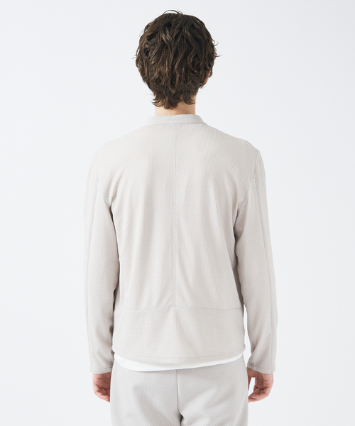 ABAHOUSE GRAY(アバハウスグレイ)の「【MASCHILE】チェック リンクス ニット ライダース(ブルゾン・メンズ・グレイッシュベージュ/ネイビー/ブラック・50/48/46)」の7枚目の写真