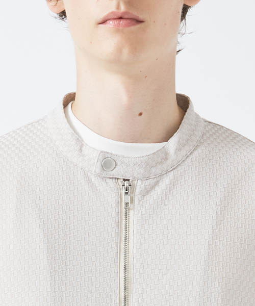 ABAHOUSE GRAY(アバハウスグレイ)の「【MASCHILE】チェック リンクス ニット ライダース(ブルゾン・メンズ・グレイッシュベージュ/ネイビー/ブラック・50/48/46)」の8枚目の写真