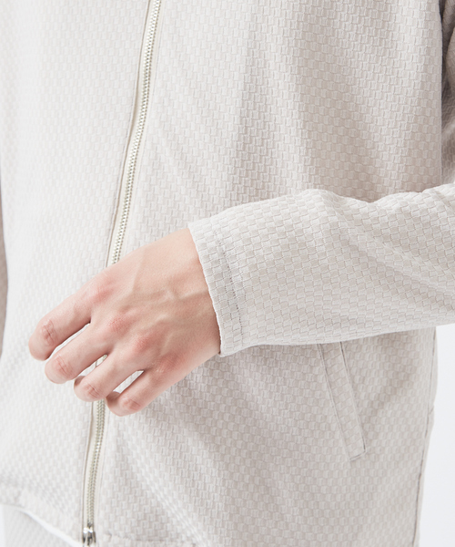 ABAHOUSE GRAY(アバハウスグレイ)の「【MASCHILE】チェック リンクス ニット ライダース(ブルゾン・メンズ・グレイッシュベージュ/ネイビー/ブラック・50/48/46)」の9枚目の写真