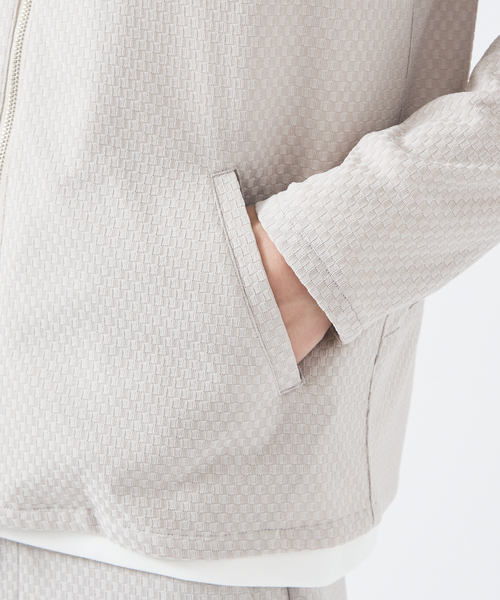 ABAHOUSE GRAY(アバハウスグレイ)の「【MASCHILE】チェック リンクス ニット ライダース(ブルゾン・メンズ・グレイッシュベージュ/ネイビー/ブラック・50/48/46)」の10枚目の写真