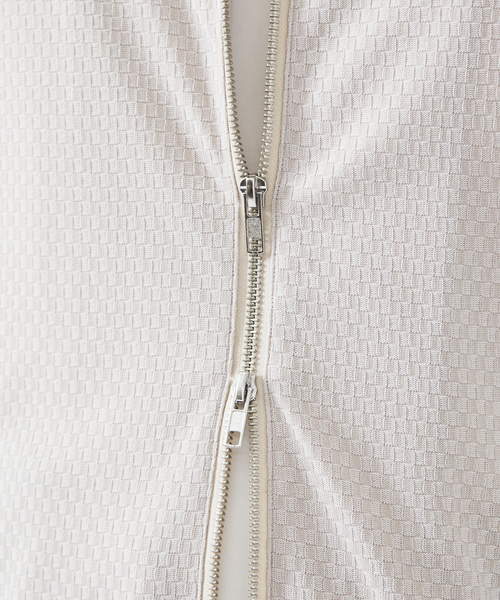 ABAHOUSE GRAY(アバハウスグレイ)の「【MASCHILE】チェック リンクス ニット ライダース(ブルゾン・メンズ・グレイッシュベージュ/ネイビー/ブラック・50/48/46)」の12枚目の写真