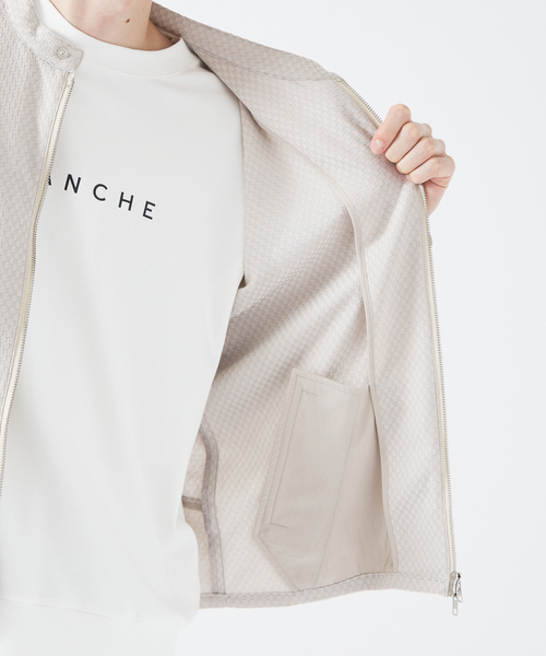 ABAHOUSE GRAY(アバハウスグレイ)の「【MASCHILE】チェック リンクス ニット ライダース(ブルゾン・メンズ・グレイッシュベージュ/ネイビー/ブラック・50/48/46)」の13枚目の写真