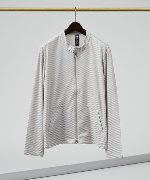 ABAHOUSE GRAY(アバハウスグレイ)の「【MASCHILE】チェック リンクス ニット ライダース(ブルゾン・メンズ・グレイッシュベージュ/ネイビー/ブラック・50/48/46)」の15枚目の写真