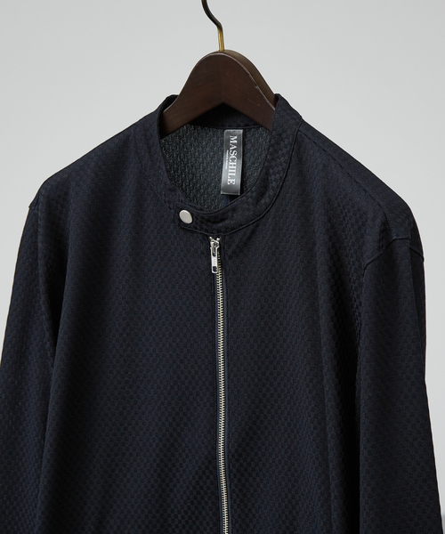 ABAHOUSE GRAY(アバハウスグレイ)の「【MASCHILE】チェック リンクス ニット ライダース(ブルゾン・メンズ・グレイッシュベージュ/ネイビー/ブラック・50/48/46)」の17枚目の写真