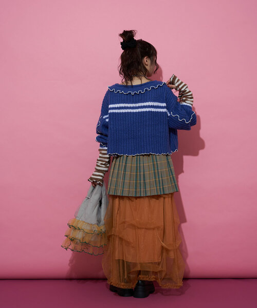 CIAOPANIC(チャオパニック)の「【@yuna_maruu企画】【Me+Me/ミープラスミー】ボーダーリボンアームウォーマ(その他小物・レディース・オフホワイト/ピンク・FREE)」の7枚目の写真