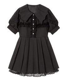 デビル襟クロスフリルワンピース