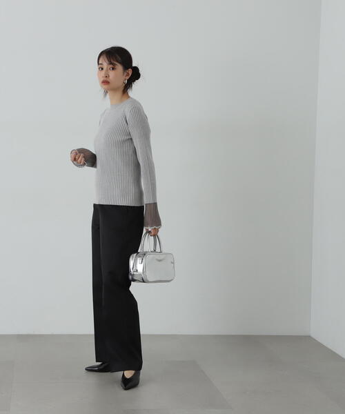 N.（N. Natural Beauty Basic）（エヌエヌナチュラルビューティーベーシック）の「◆シアーカフスニット（ニット/セーター・レディース・ブラック/グレー/ブルー/ホワイト・MEDIUM）」の15枚目の写真