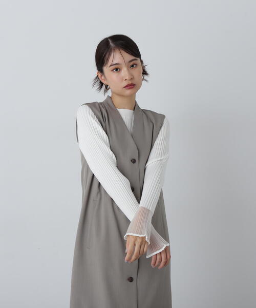 N.（N. Natural Beauty Basic）（エヌエヌナチュラルビューティーベーシック）の「◆シアーカフスニット（ニット/セーター・レディース・ブラック/グレー/ブルー/ホワイト・MEDIUM）」の12枚目の写真