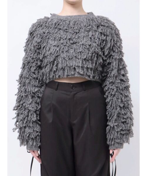 EMODA（エモダ）の「バルキーフリンジクロップニット（ニット/セーター・レディース・グレー/ブラック/アイボリー・FREE）」の22枚目の写真