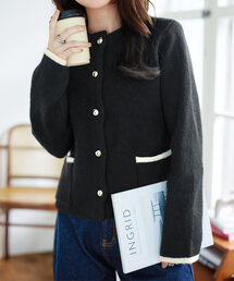 KOBE LETTUCE(コウベレタス)のダブルボタンもっちもちニットジャケット(ノーカラージャケット)