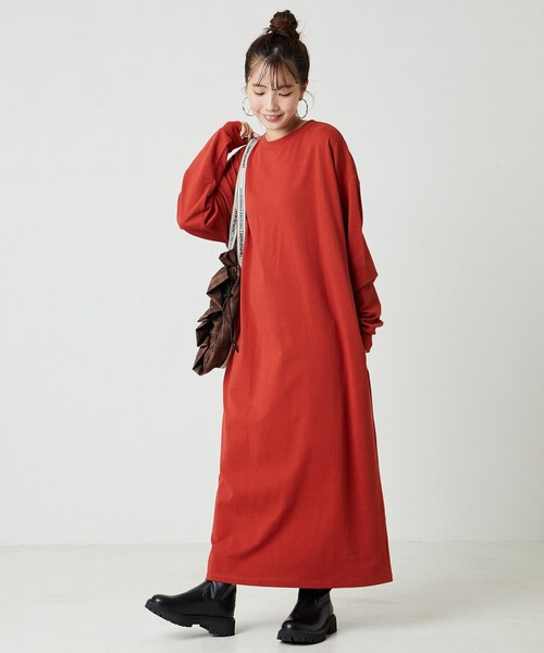 アメリカーナ ワンピース バックロゴ ビッグシルエット ストライプ フリーサイズ セール】限定展開 USAコットン ビッグシルエット ロングスリーブ