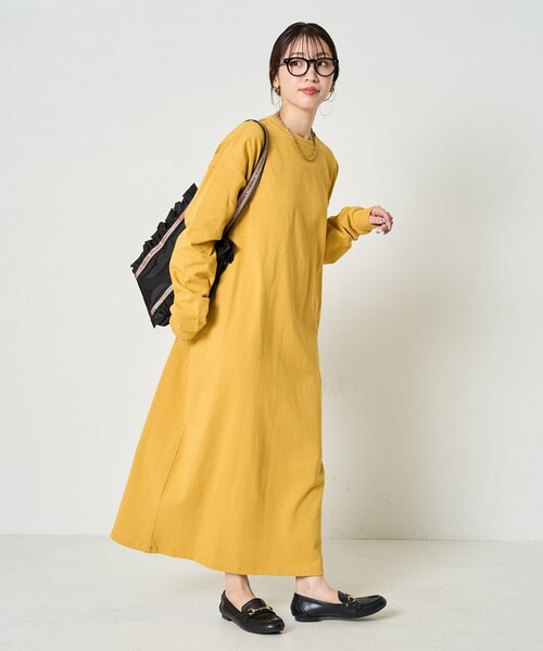 FREAK'S STORE(フリークスストア)の「限定展開 USAコットン ビッグシルエット ロングスリーブ ワンピース(ワンピース・レディース・ネイビー/ブラウン/レッド/グリーン/その他13/ブラック/オフホワイト/イエロー/ベージュ・SMALL/MEDIUM)」の7枚目の写真