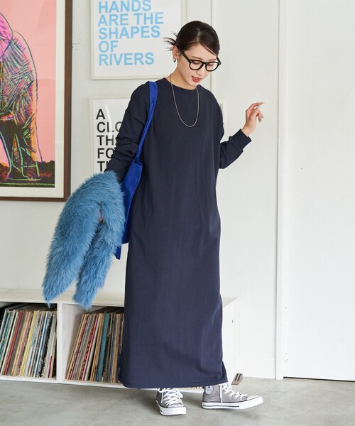 FREAK'S STORE(フリークスストア)の「限定展開 USAコットン ビッグシルエット ロングスリーブ ワンピース(ワンピース・レディース・ネイビー/ブラウン/レッド/グリーン/その他13/ブラック/オフホワイト/イエロー/ベージュ・SMALL/MEDIUM)」の10枚目の写真