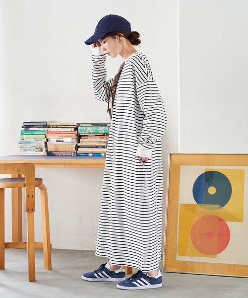 アメリカーナ ワンピース バックロゴ ビッグシルエット ストライプ フリーサイズ FREAK'S STORE(フリークスストア)の「限定展開 USAコットン