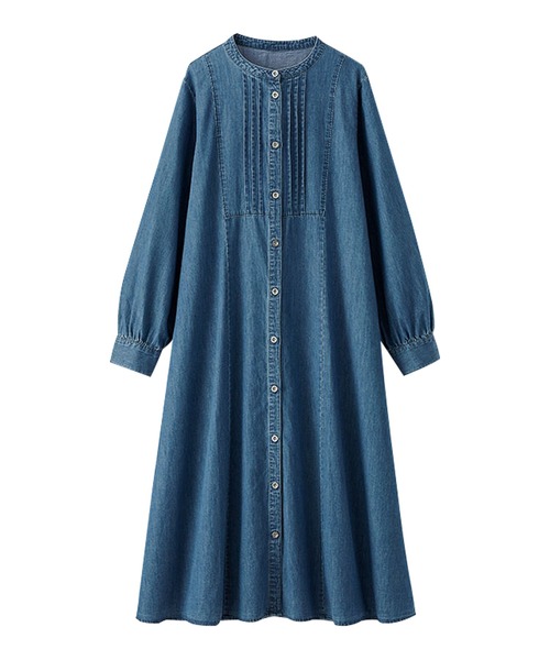 セール】ピンタック使いデニムワンピース（ワンピース）｜BELLUNA PLUS