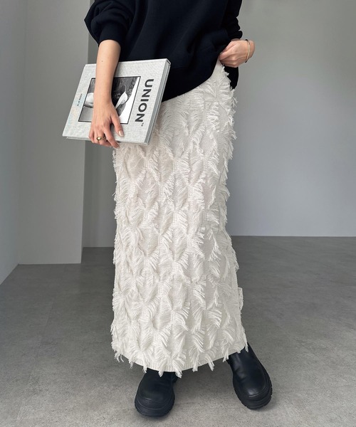 andme(アンドミー)の「カットフリンジニットタイトスカート(スカート・レディース・ブラック/アイボリー/グレー・M)」の19枚目の写真