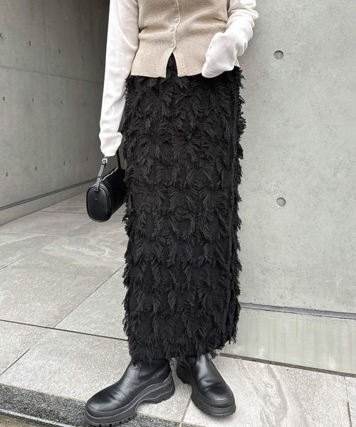 Bottega Veneta 黒 フリンジ付きニットスカート M ボッテガ Bottega Veneta 黒 フリンジ付きニットスカート M ボッテガ