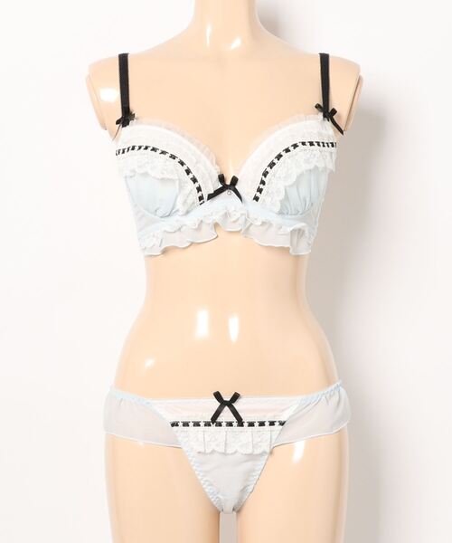 三愛　水着　ブラック　フリル　レース Lace Ladies 水着 レースフリル×花柄ビキニ 水着2点セット