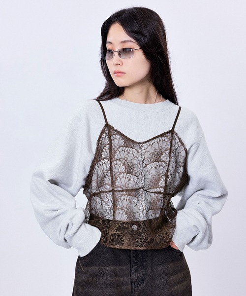 M TO R（ムウトアール）の「LACE PATCHWORK CAMISOLE（キャミソール・レディース・ブラック/ブラウン・38/40）」の2枚目の写真