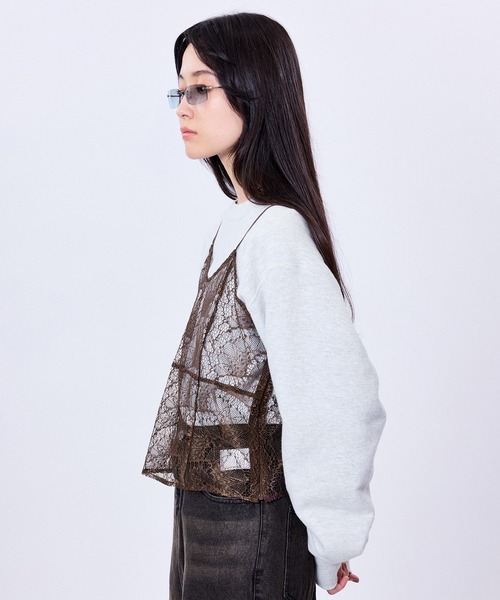 M TO R（ムウトアール）の「LACE PATCHWORK CAMISOLE（キャミソール・レディース・ブラック/ブラウン・38/40）」の4枚目の写真