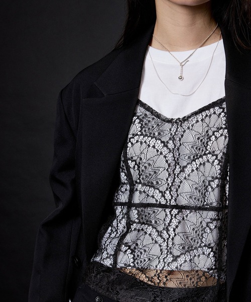 M TO R（ムウトアール）の「LACE PATCHWORK CAMISOLE（キャミソール・レディース・ブラック/ブラウン・38/40）」の5枚目の写真