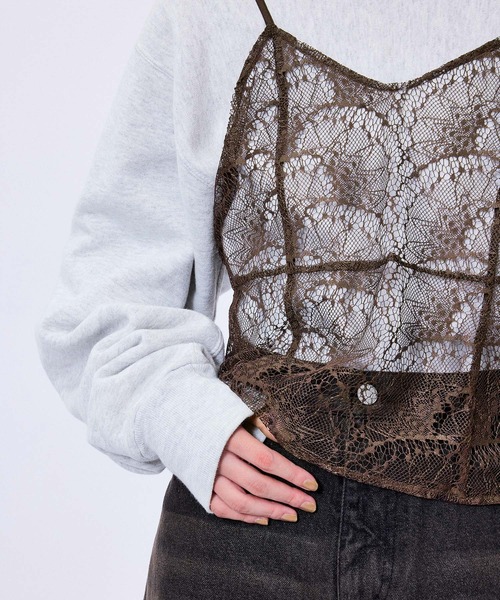 M TO R（ムウトアール）の「LACE PATCHWORK CAMISOLE（キャミソール・レディース・ブラック/ブラウン・38/40）」の6枚目の写真