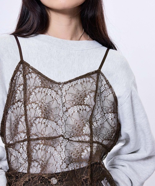M TO R（ムウトアール）の「LACE PATCHWORK CAMISOLE（キャミソール・レディース・ブラック/ブラウン・38/40）」の7枚目の写真