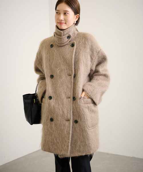 FRAMeWORK（フレームワーク）の「シャギーピーコート（ピーコート・レディース・キャメル/ネイビー/ベージュ・38/36）」の8枚目の写真