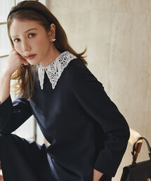 組曲（クミキョク）の「コンフォータブルドレープ レース襟ワンピース（ワンピース）」