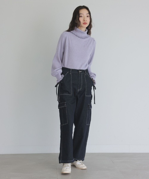 somari imagination（ソマリ イマジネーション）の「『フリルタートルネックニットプルオーバー』（ニット/セーター・レディース・ブラック/アイボリー/ブルー/ボルドー・2/1）」の6枚目の写真