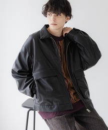 RAGEBLUE | 【AIRTHERMAL/高機能中綿】シンセティックレザー/スウェードフラップ中綿ブルゾン(ブルゾン)