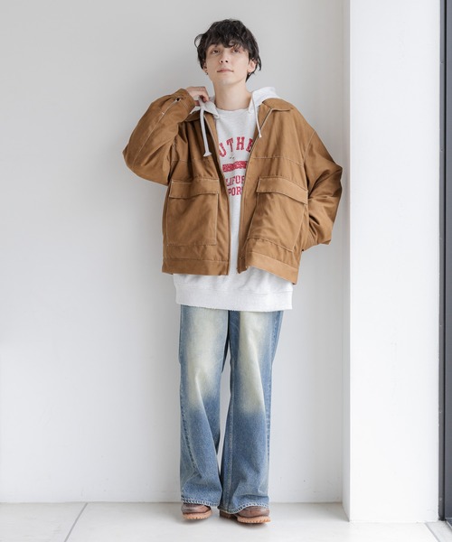 RAGEBLUE（レイジブルー）の「【AIRTHERMAL/高機能中綿】シンセティックレザー/スウェードフラップ中綿ブルゾン（ブルゾン・メンズ・ブラック/グリーン/ブラウン・LARGE/MEDIUM/SMALL）」の13枚目の写真