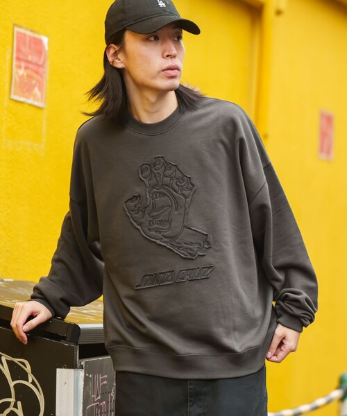 【セール】限定展開 SANTA CRUZ/サンタクルーズ 別注 ビッグシルエット パッチワークロゴ クルーネックスウェット（スウェット）｜FREAK'S STORE（フリークスストア）