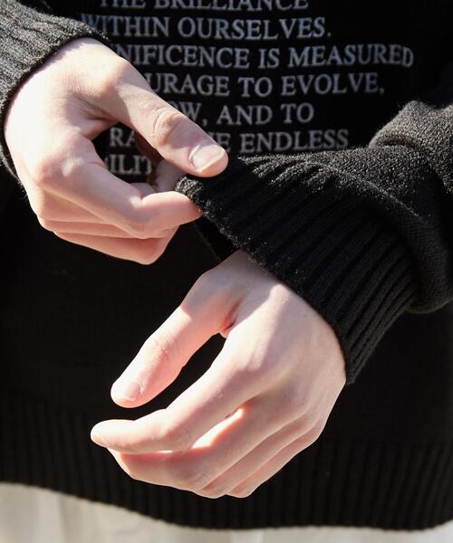 WEGO（ウィゴー）の「WEGO/グラフィックプリントニットパーカー（ニット/セーター・メンズ・ホワイト/ブラック・MEDIUM/LARGE）」の6枚目の写真