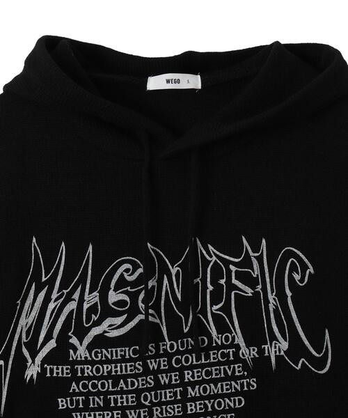 WEGO（ウィゴー）の「WEGO/グラフィックプリントニットパーカー（ニット/セーター・メンズ・ホワイト/ブラック・MEDIUM/LARGE）」の18枚目の写真