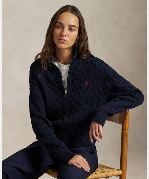 Polo Ralph Lauren ケーブルニットセーター 黒 POLO RALPH LAUREN ニット セーター ケーブルニット コットン