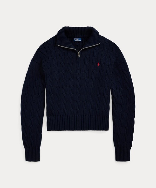 ケーブルニット コットン クォータージップ セーター（ニット/セーター