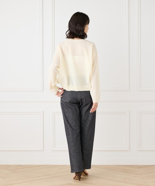 I.T.'S international（イッツインターナショナル）の「ダブルフェイスシアーニット（ニット/セーター・レディース・ブラック/アイボリー・フリー）」の5枚目の写真