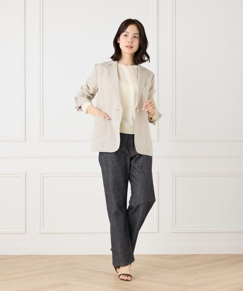 I.T.'S international（イッツインターナショナル）の「ダブルフェイスシアーニット（ニット/セーター・レディース・ブラック/アイボリー・フリー）」の6枚目の写真