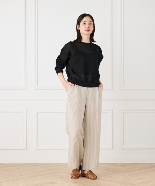 I.T.'S international（イッツインターナショナル）の「ダブルフェイスシアーニット（ニット/セーター・レディース・ブラック/アイボリー・フリー）」の7枚目の写真