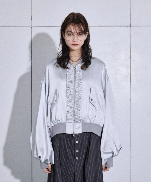 デニムフリルボンバージャケット ZARA デニム ボンバージャケット - メルカリ