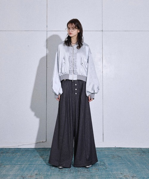 seyto サイズ2 / サテンフリルショートボンバージャケット seyto（セイト）の「Satin frill short bomber jacket / サテンフリル